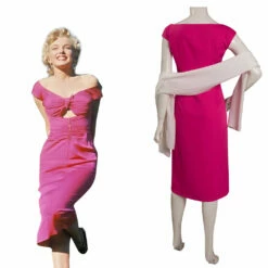 Blonde Marilyn Monroe Robe Rose Cosplay Costume Halloween Carnival