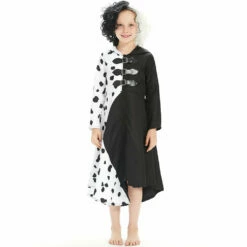 Enfant 2021 Cruella Robe Noire & Blanche Enfant Cosplay Costume -Cosplay Éclat Soldes Enfant2021CruellaRobeNoire BlancheEnfantCosplayCostume 3